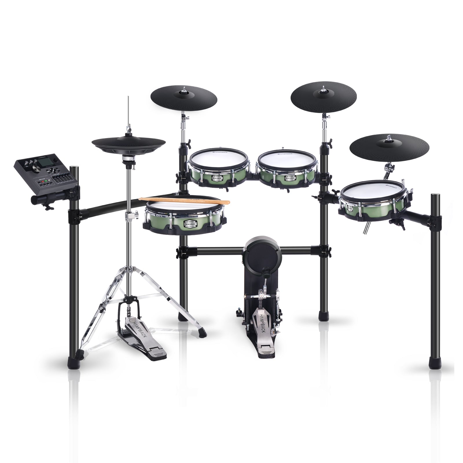 HAMPBACK ACE-530 Electric Drum Set, Dual-Layer Mesh Heads