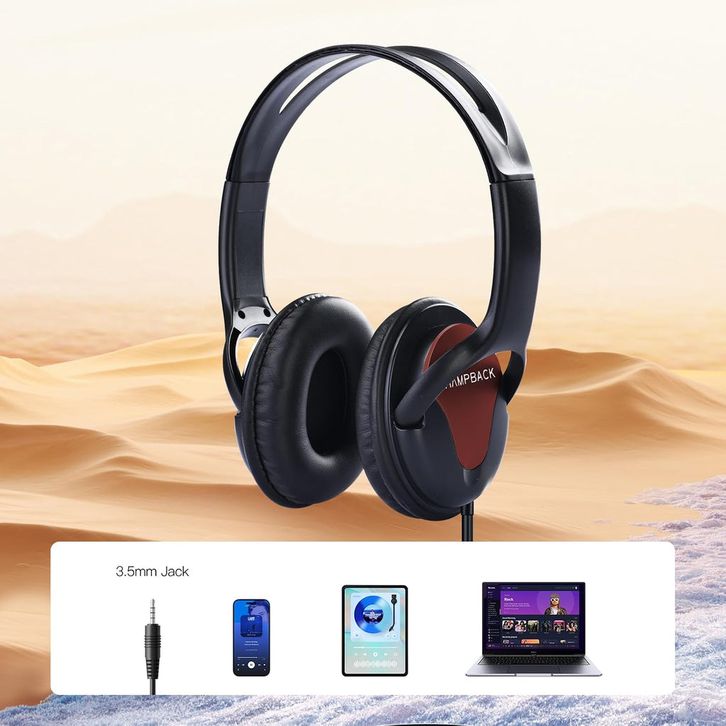 HAMPBACK Over Ear Headphones, Premium Sound Performance Wired Headphones for Electronic Drum, Phone, PC, Etc
