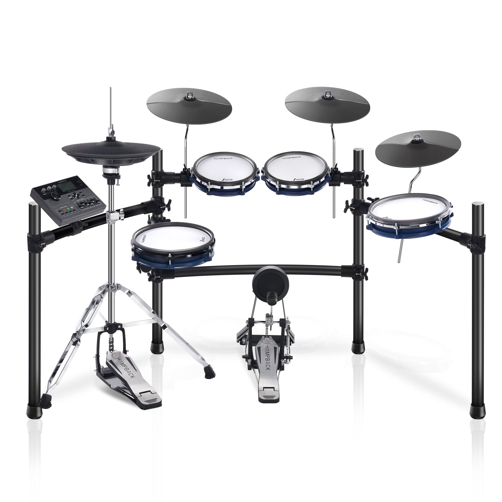 HAMPBACK ACE-360 Electric Drum Set for Adults, 10'' Snare Drum